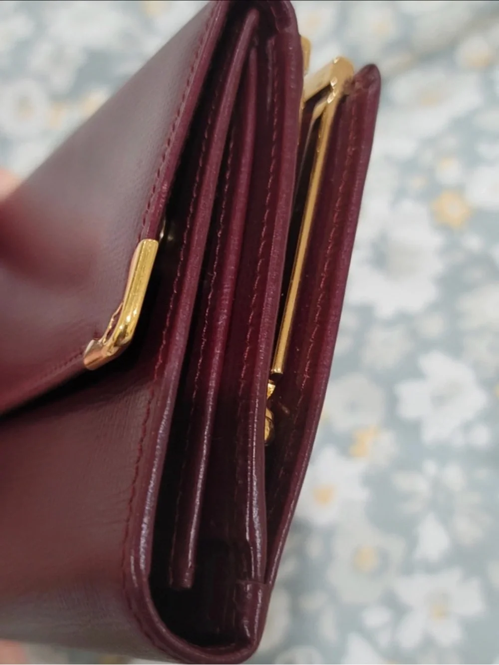 Cartier Burgundy Leather Chain Shoulder Bag with Gold Hardware